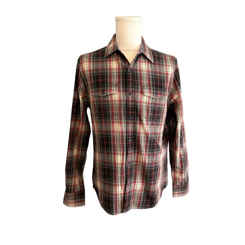 Flag & Anthem Men's Medium Plaid Flannel Rugged Cotton Button-Down Casual Shirt